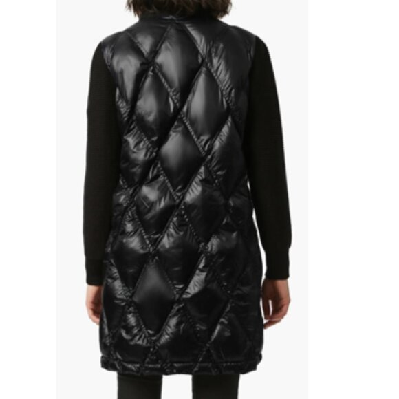 Stylish Black Quilted Women's Puffer Coat. Mixed Media Design. XS-S. - Picture 13 of 14